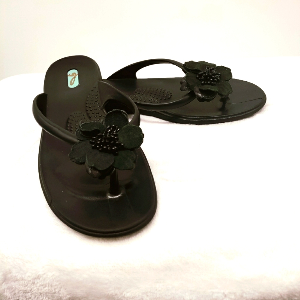 Oka-Bee Sandals Flip Flops Women's with Flower Bead Details